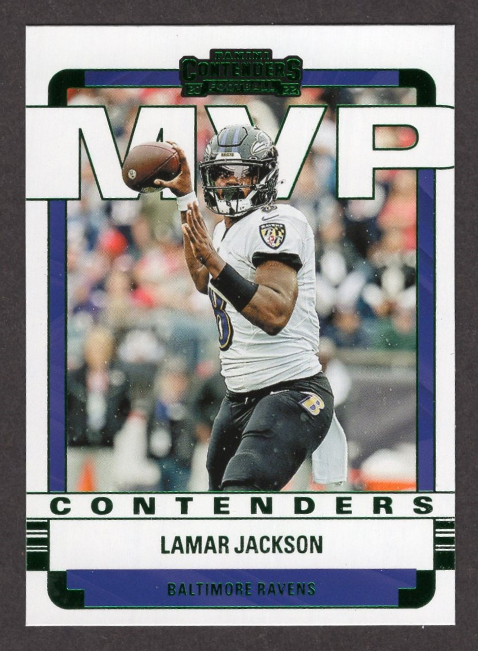 2022 Panini Contenders #MVP-LJA Lamar Jackson MVP Contenders Green Foil 