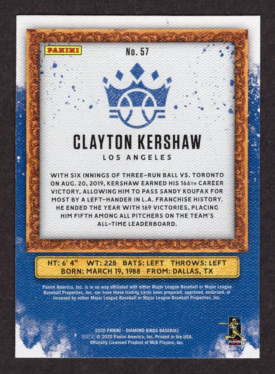 2020 Panini Diamond Kings #57 Clayton Kershaw Blue Artist's Proof Parallel