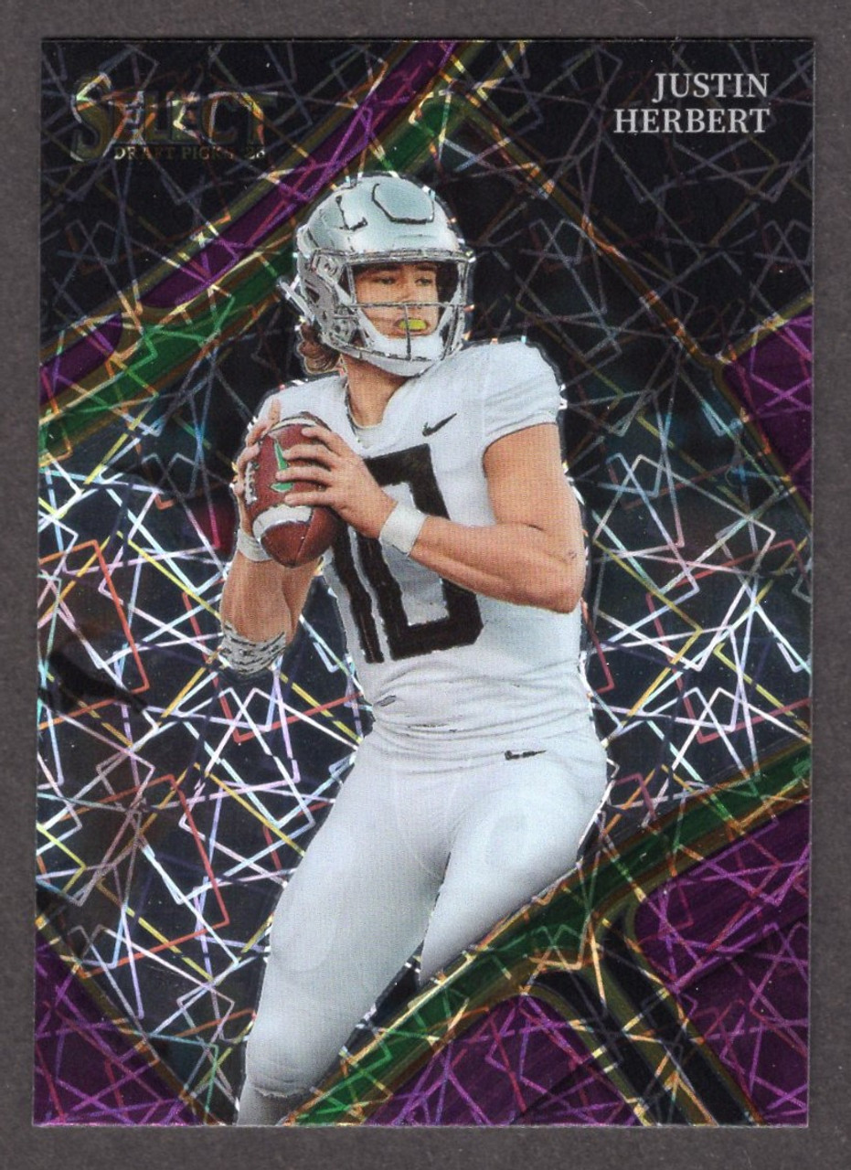 2023 Panini Select Draft Picks #134 Justin Herbert Purple Lazer Prizm