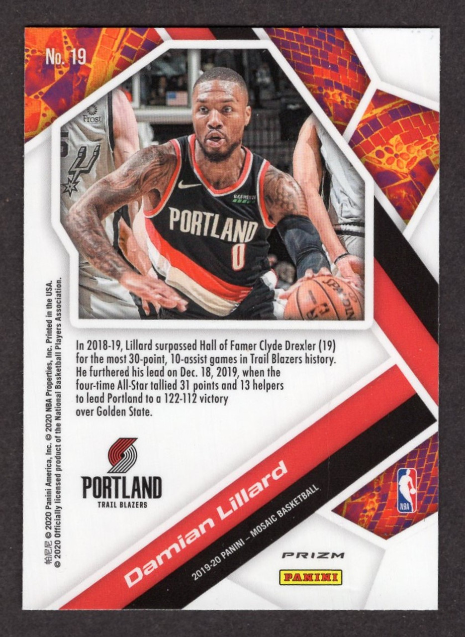 2019/20 Panini Mosaic #19 Damian Lillard Will To Win Silver Prizm