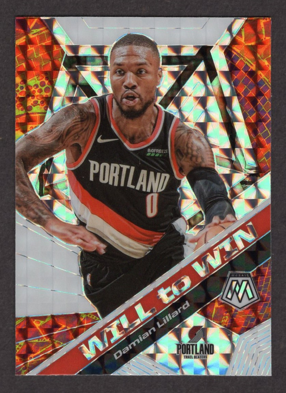 2019/20 Panini Mosaic #19 Damian Lillard Will To Win Silver Prizm