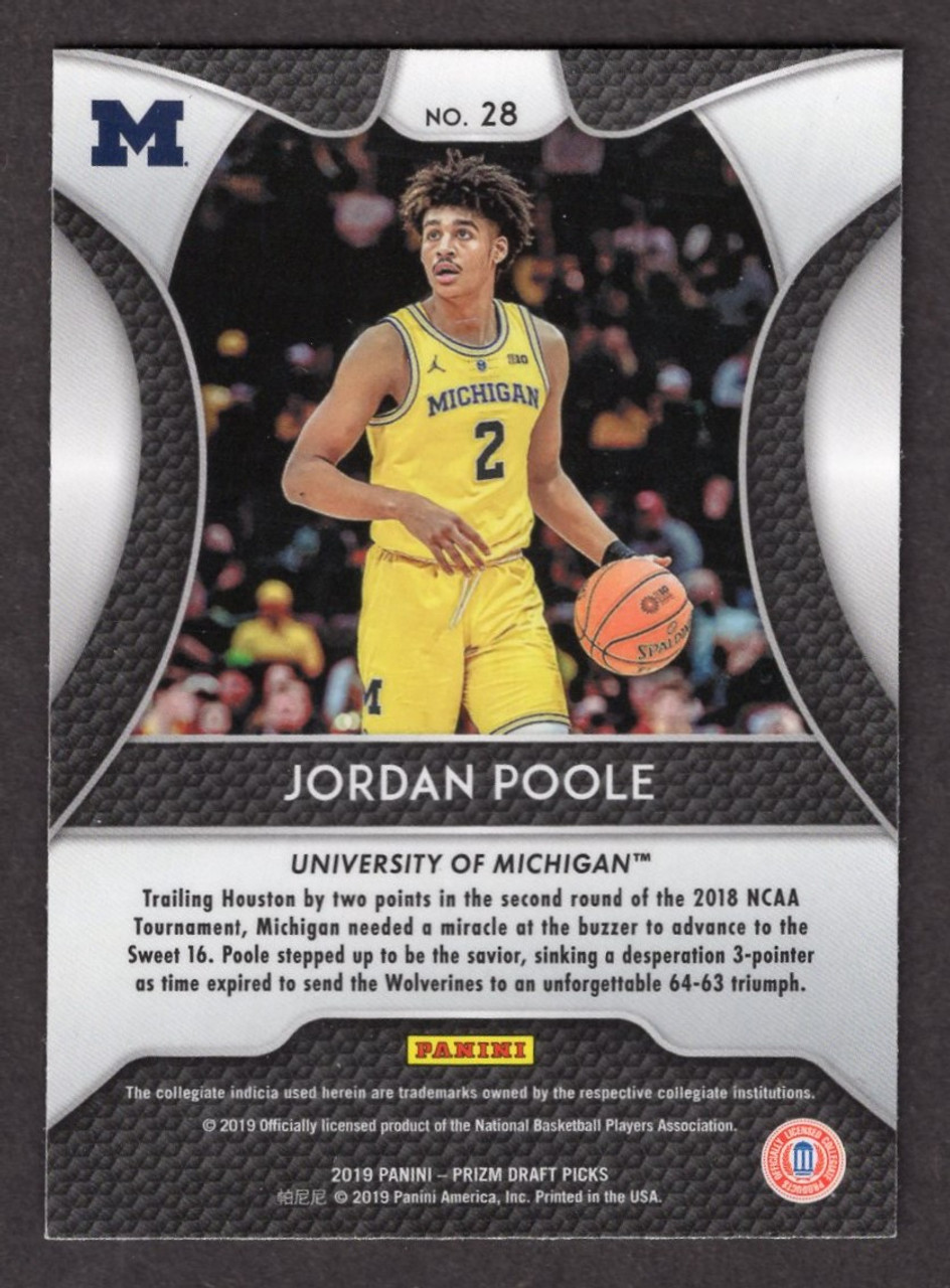 2019 Panini Prizm Draft Picks #28 Jordan Poole Rookie/RC