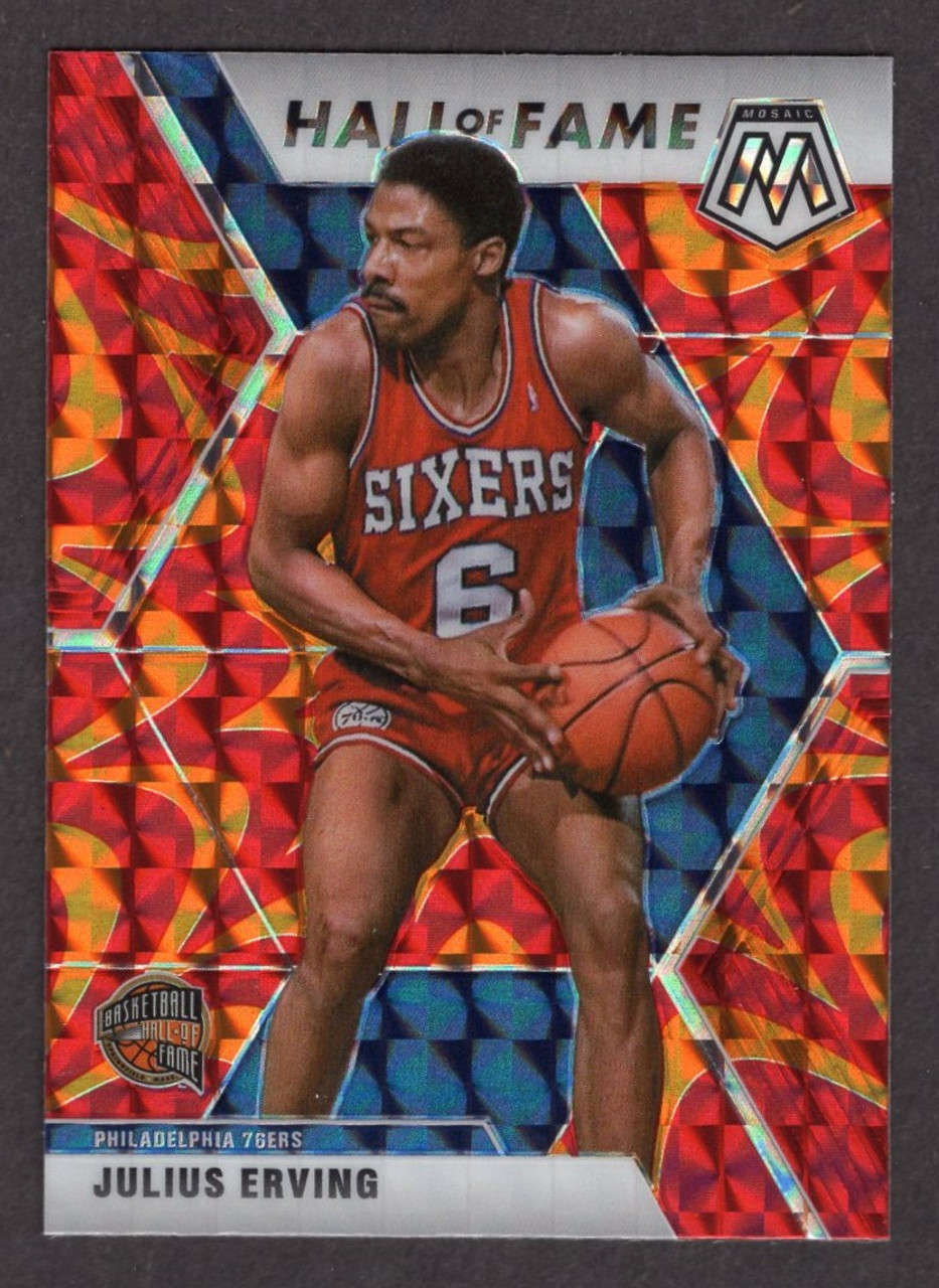 2019/20 Panini Mosaic #288 Julius Erving Hall Of Fame Orange Reactive Prizm 