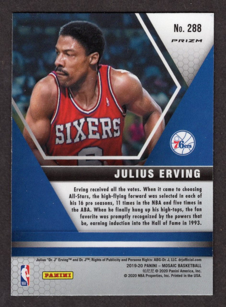 2019/20 Panini Mosaic #288 Julius Erving Hall Of Fame Orange Reactive Prizm 