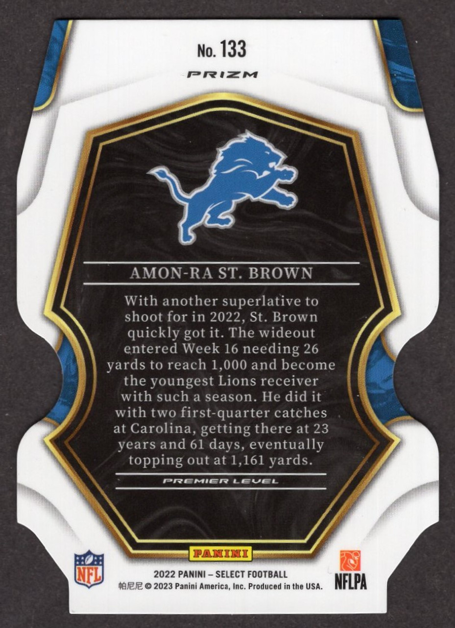 2022 Panini Select #133 Amon-Ra St. Brown Premier Level Red Black Prizm Die-Cut