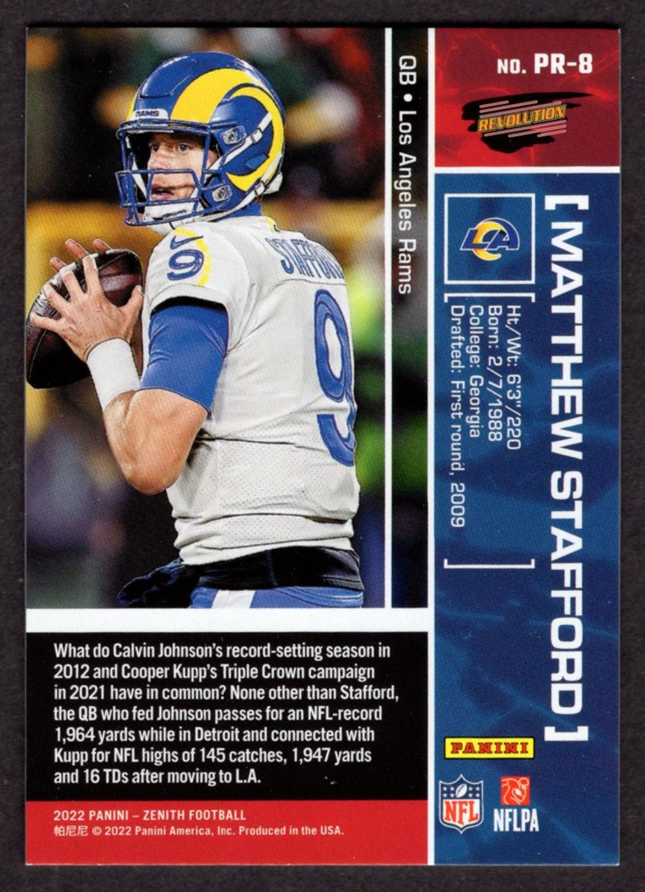 2022 Panini Zenith #PR-8 Matthew Stafford Revolution 