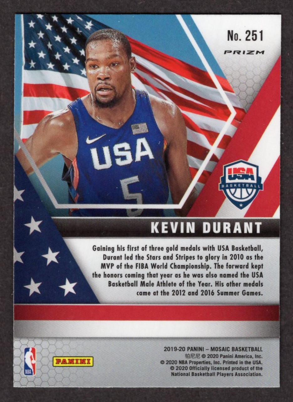 2019/20 Panini Mosaic #251 Kevin Durant USA Basketball Orange Reactive Prizm