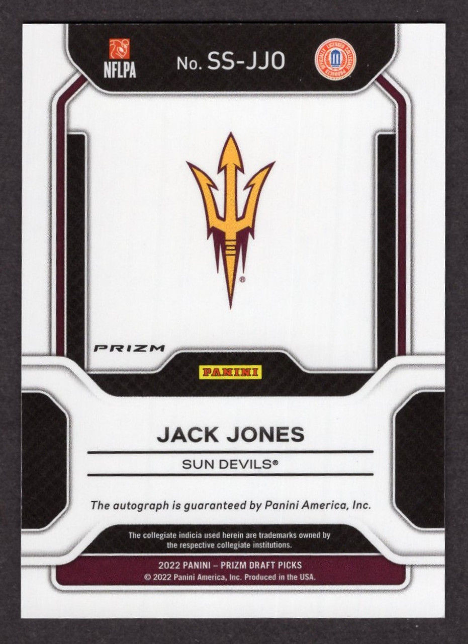 2022 Panini Prizm Draft Picks #SS-JJO Jack Jones Gold Cracked Ice Prizm Rookie Autograph 