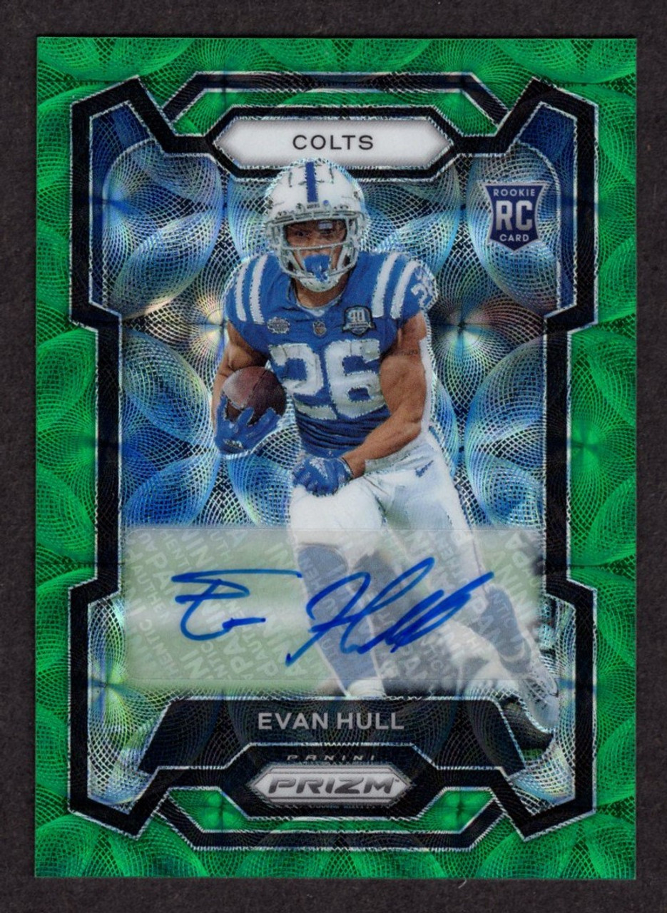 2023 Panini Prizm #344 Evan Hull Green Scope Prizm Rookie Autograph 56/75