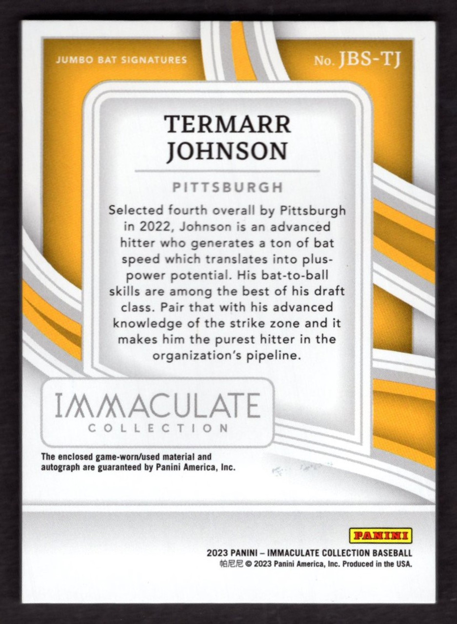 2023 Panini Immaculate #JBS-TJ Termarr Johnson Jumbo Bat Relic Signatures Autograph 08/25