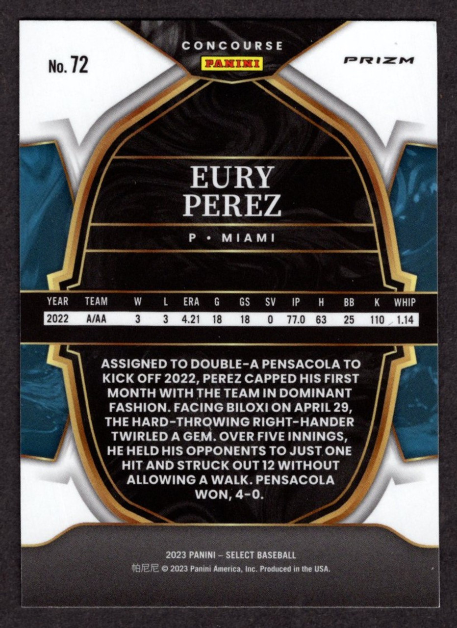 2023 Panini Select #72 Eury Perez Scope Prizm Rookie/RC