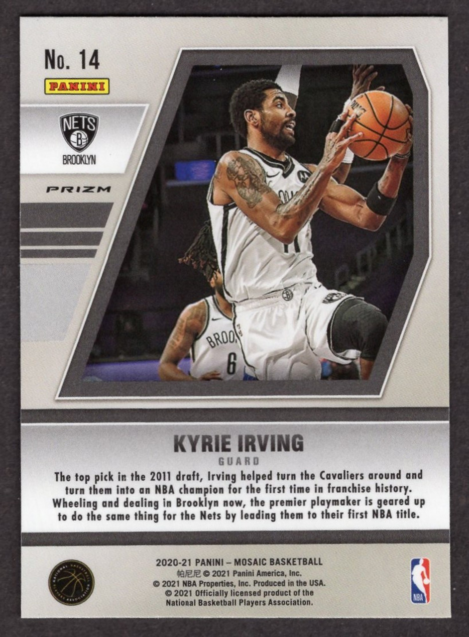 2020/21 Panini Mosaic #14 Kyrie Irving Will To Win Green Prizm