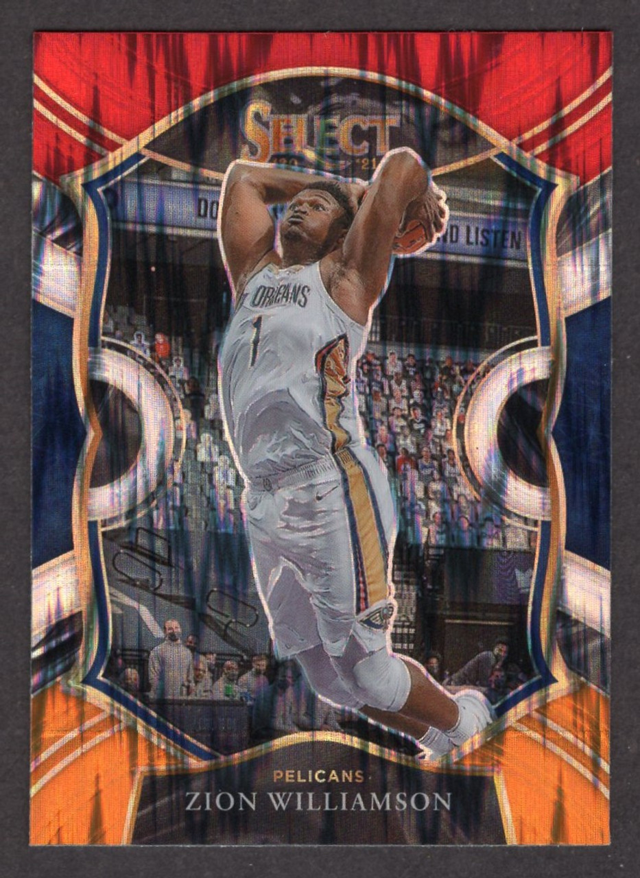 2020/21 Panini Select #1 Zion Williamson Red White Orange Shimmer Prizm 