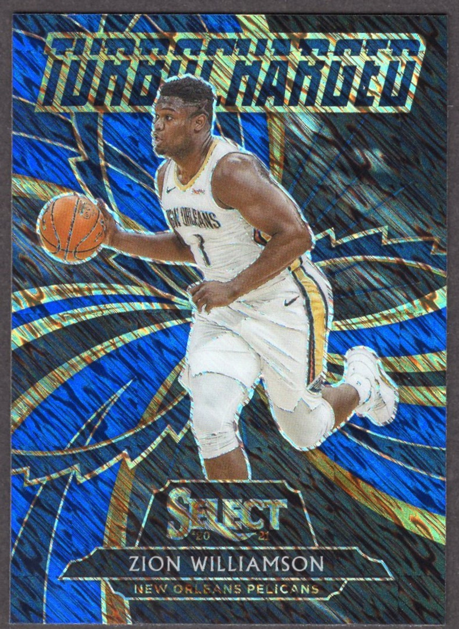 2020/21 Panini Select #3 Zion Williamson Turbocharged Blue Shimmer Prizm