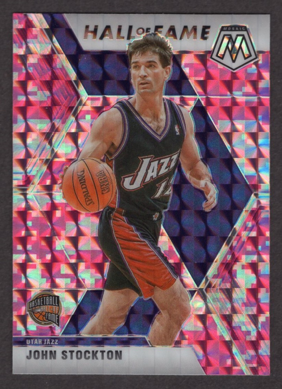 2019/20 Panini Mosaic #293 John Stockton Hall Of Fame Pink Camo Prizm