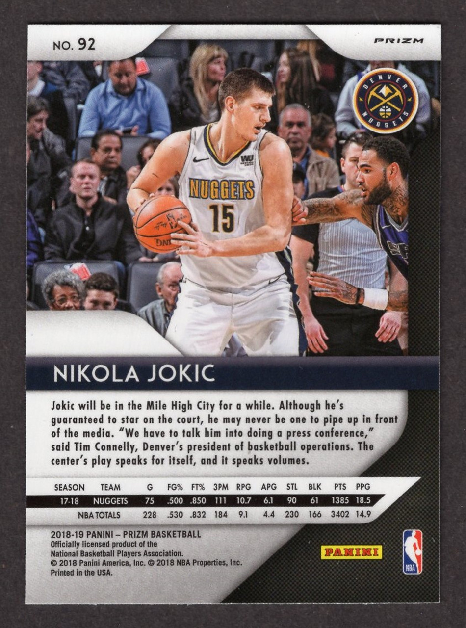 2018/19 Panini Prizm #92 Nikola Jokic Red White Blue Prizm