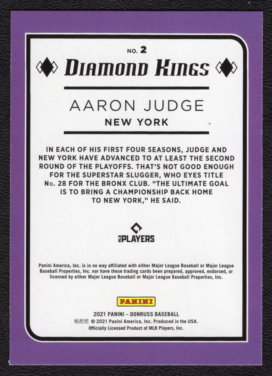 2021 Panini Donruss #2 Aaron Judge Diamond Kings Blue Holo Parallel (#2)