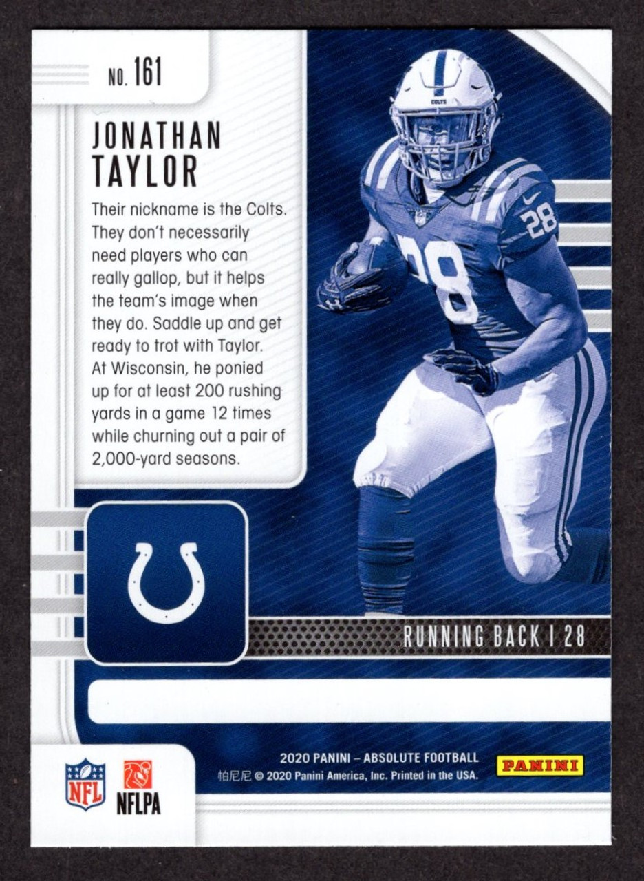 2020 Panini Absolute #161 Jonathan Taylor Green Foil Rookie/RC