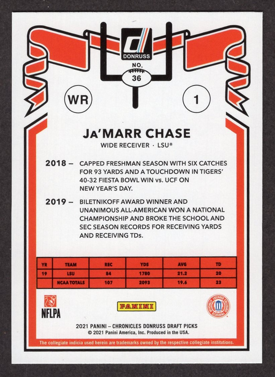 2021 Panini Chronicles Draft Picks #36 Ja'Marr Chase Donruss Rookie/RC (#3)