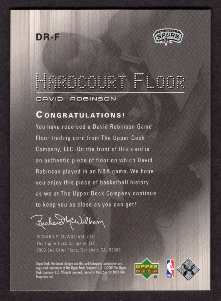 2003/04 Upper Deck Hardcourt #DR-F David Robinson Game Floor Relic