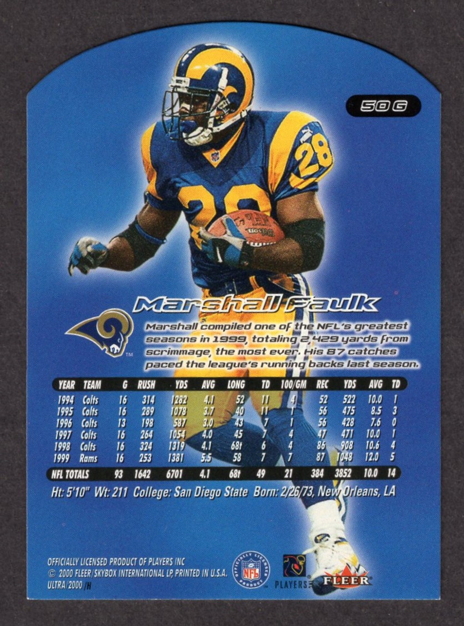 2000 Fleer Ultra #50G Marshall Faulk Gold Medallion Edition