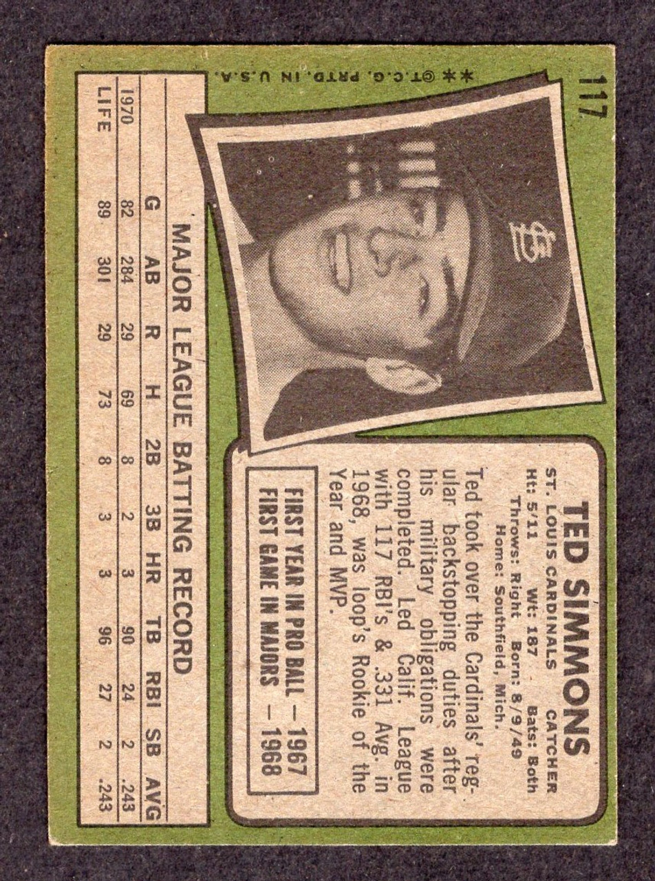 1971 Topps #117 Ted Simmons Rookie/RC