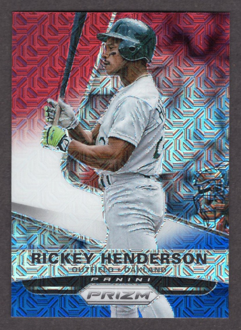 2015 Panini Prizm #159 Rickey Henderson Red White Blue Mojo Prizm