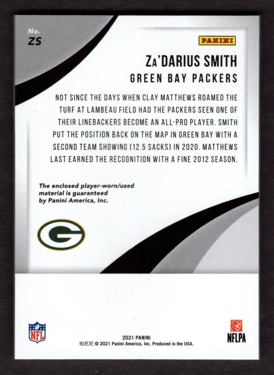 2021 Panini Player Of The Day #ZS Za'Darius Smith Prime Jersey Patch Relic 30/45