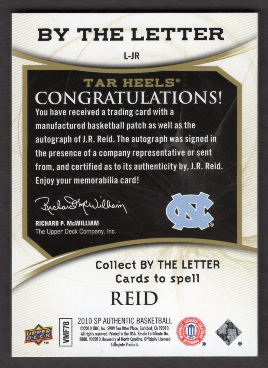 2009/10 Upper Deck SP Authentic J.R. Reid By The Letter Autograph 120/149