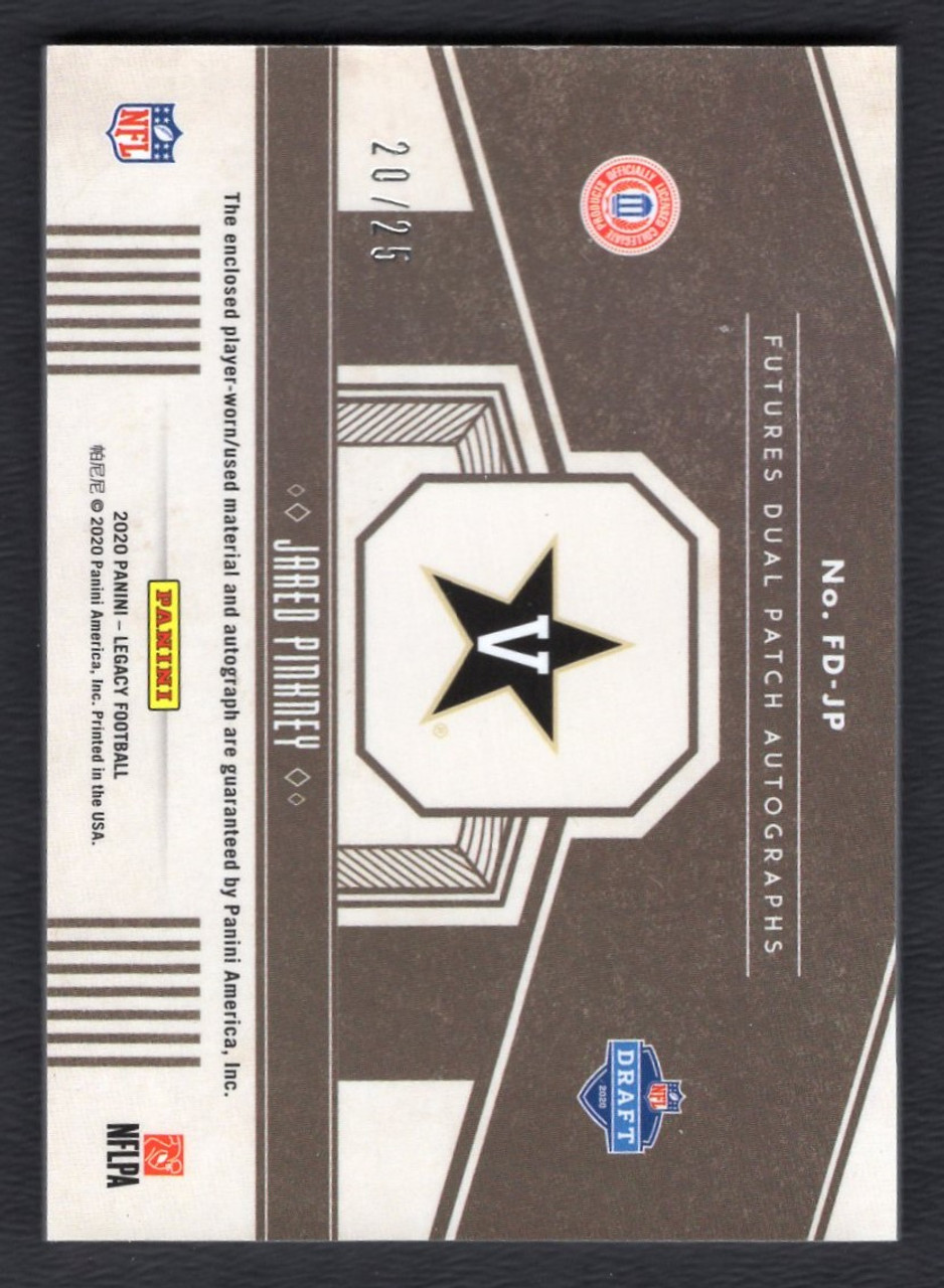 2020 Panini Legacy #FD-JP Jared Pinkney Futures Dual Jersey Patch Rookie Autograph 20/25