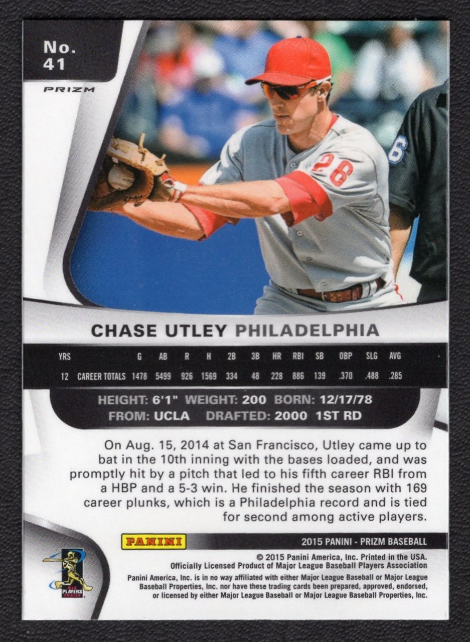 2015 Panini Prizm #41 Chase Utley Red White Blue Mojo Prizm