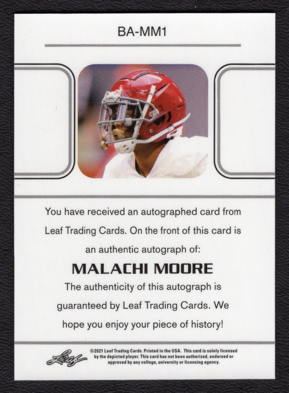 2021 Leaf Memories #BA-MM1 Malachi Moore Rookie Autograph Green 3/35