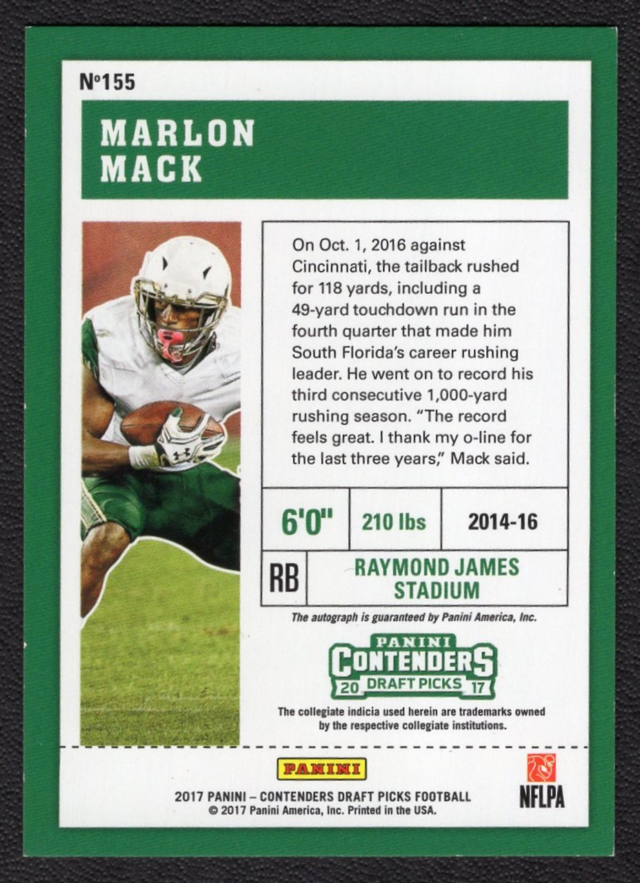 2017 Panini Contenders Draft Picks #155 Marlon Mack Playoff Rookie Ticket Autograph 15/15