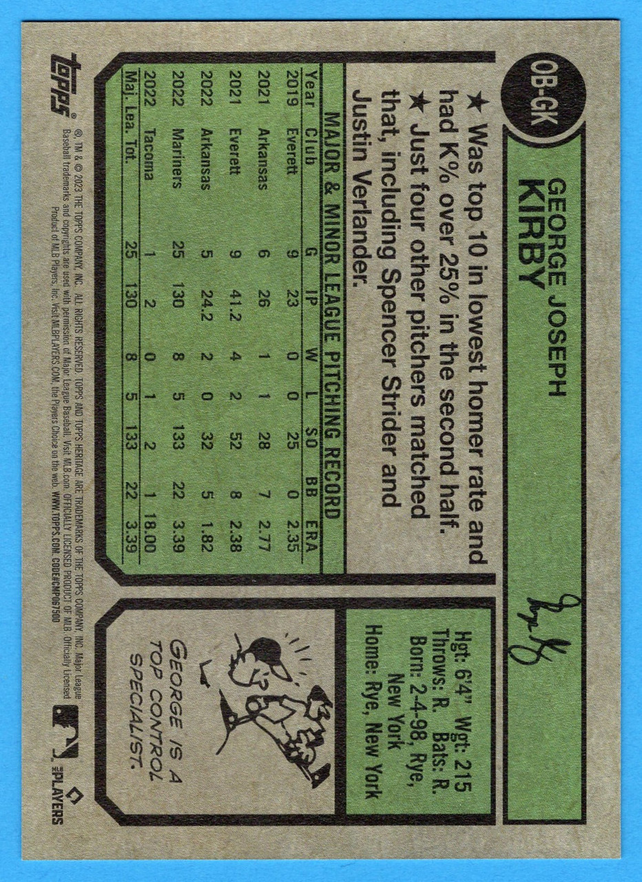 2023 Topps Heritage High Number #OB-GK George Kirby Oversized 1974 Topps