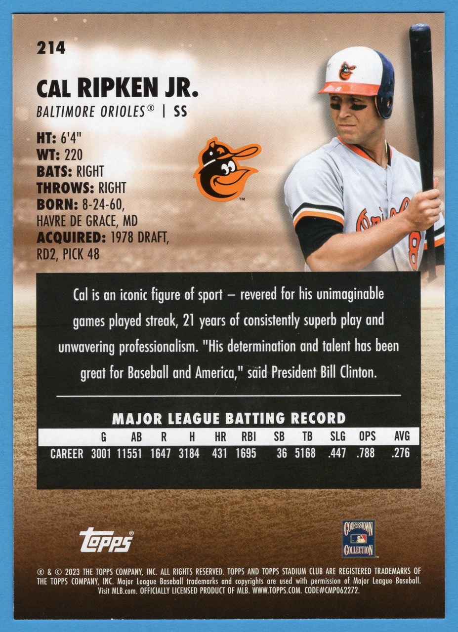 2023 Topps Stadium Club #214 Cal Ripken Jr. Oversized Base Topper