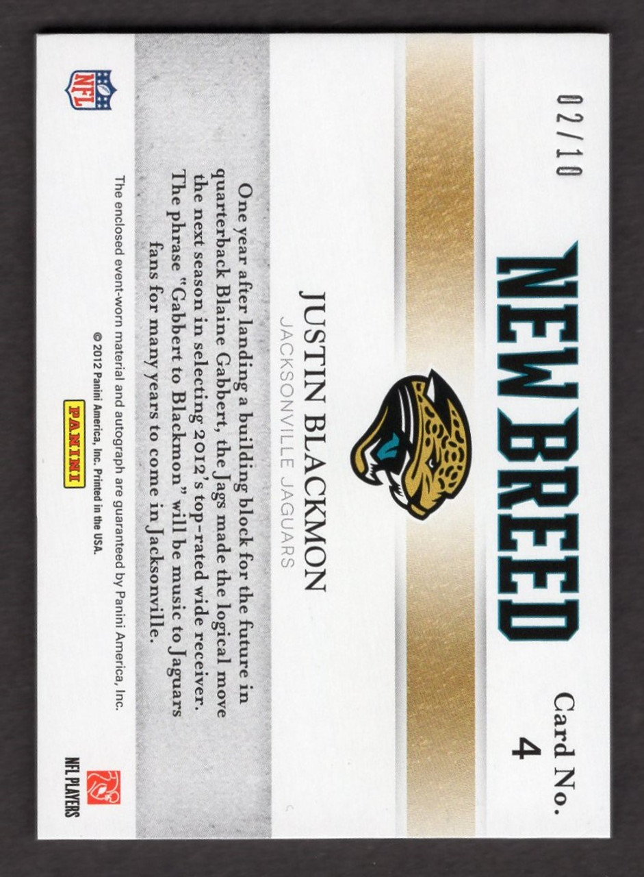 2012 Panini Elite #4 Justin Blackmon New Breed Rookie Jersey Patch Autograph 02/10