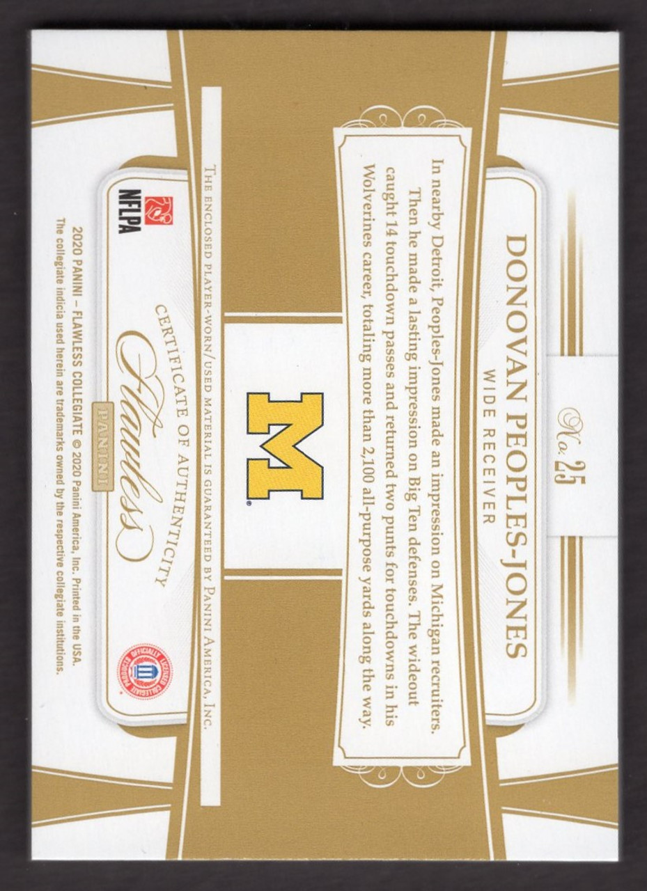 2020 Panini Flawless Collegiate #25 Donovan Peoples-Jones Rookie Dual Jersey Patch 23/25