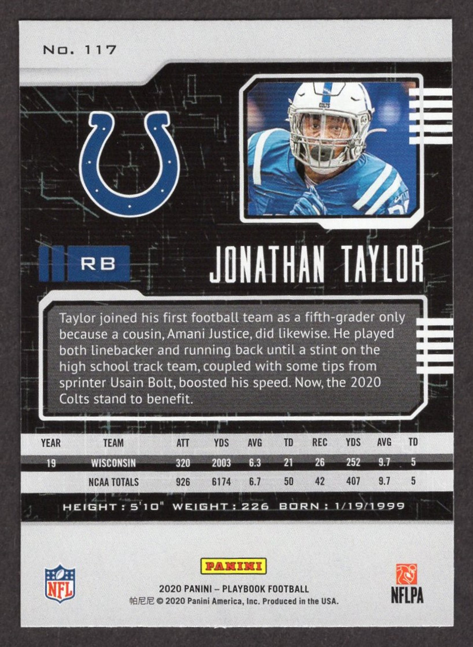 2020 Panini Playbook #117 Jonathan Taylor Orange Parallel Rookie/RC