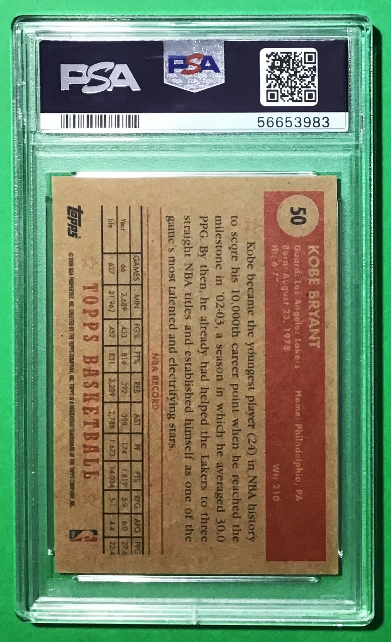 2005 Topps #50 Kobe Bryant 1952 Style PSA 9