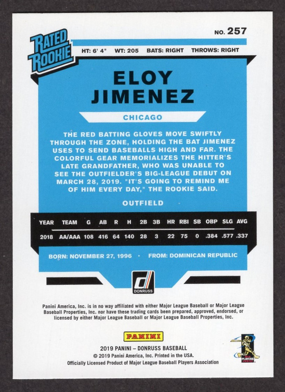 2019 Panini Chronicles #257 Eloy Jimenez Donruss Rated Rookie