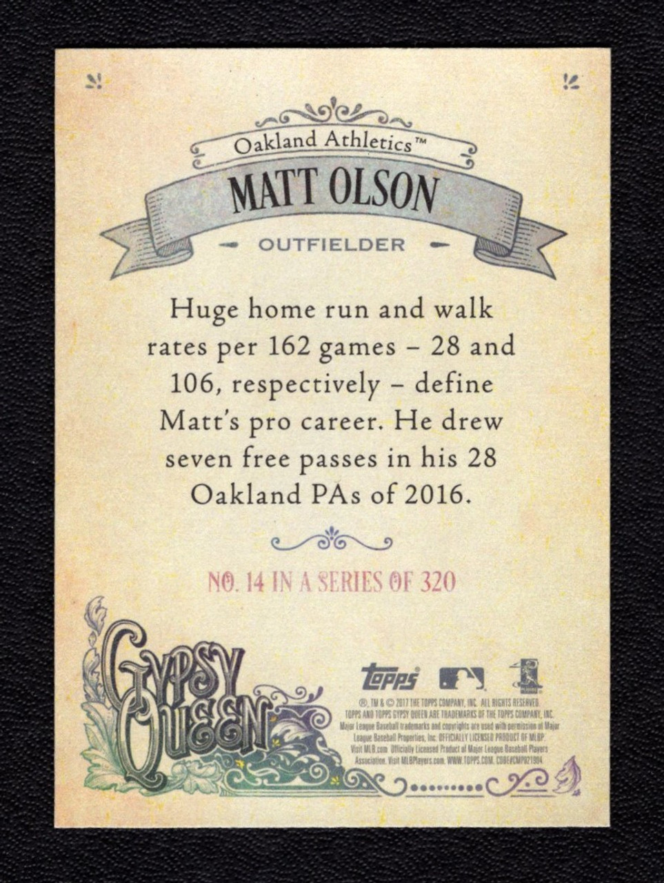 2017 Topps Gypsy Queen #14 Matt Olson Rookie/RC