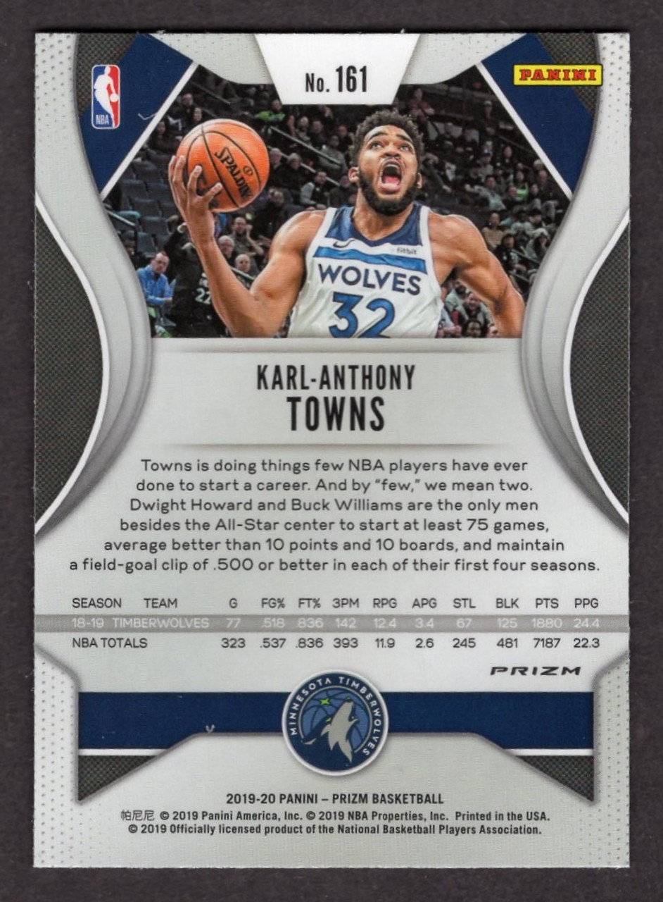 2019/20 Panini Prizm #161 Karl-Anthony Towns Red / White / Blue Prizm 