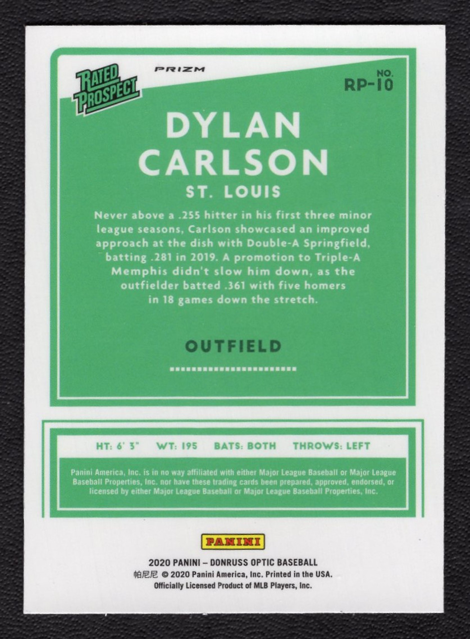 2020 Panini Donruss Optic #RP-10 Dylan Carlson Rated Prospect Silver Prizm