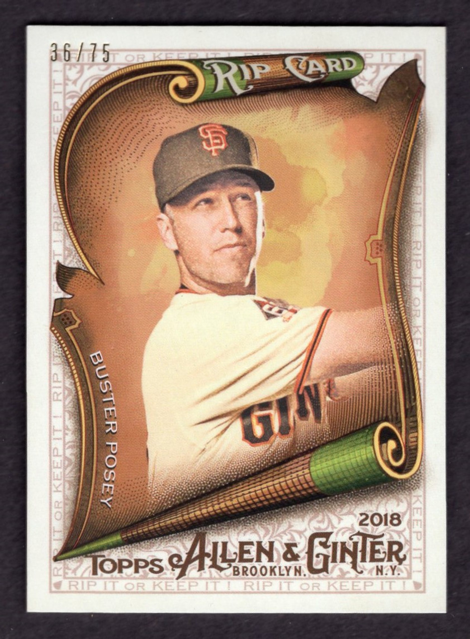 2018 Topps Allen & Ginter #RIP-65 Buster Posey Rip Card 36/75 "RIPPED"