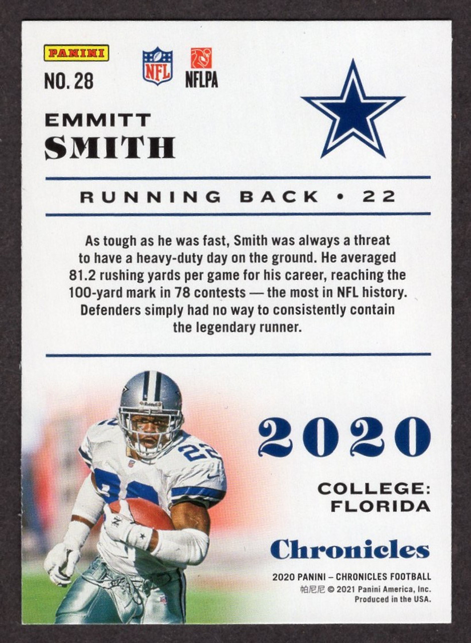 2020 Panini Chronicles #28 Emmitt Smith Teal