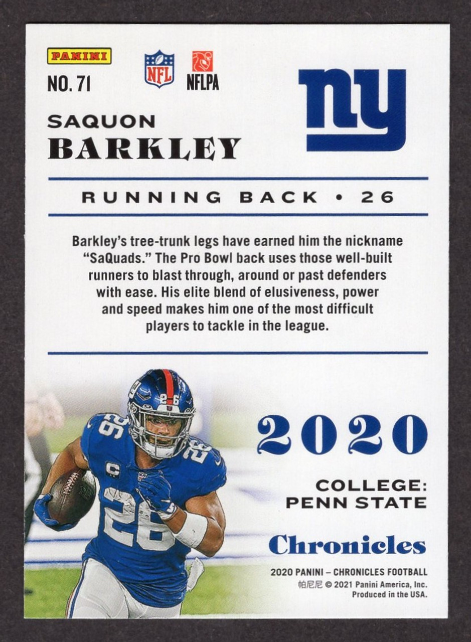 2020 Panini Chronicles #71 Saquon Barkley Teal