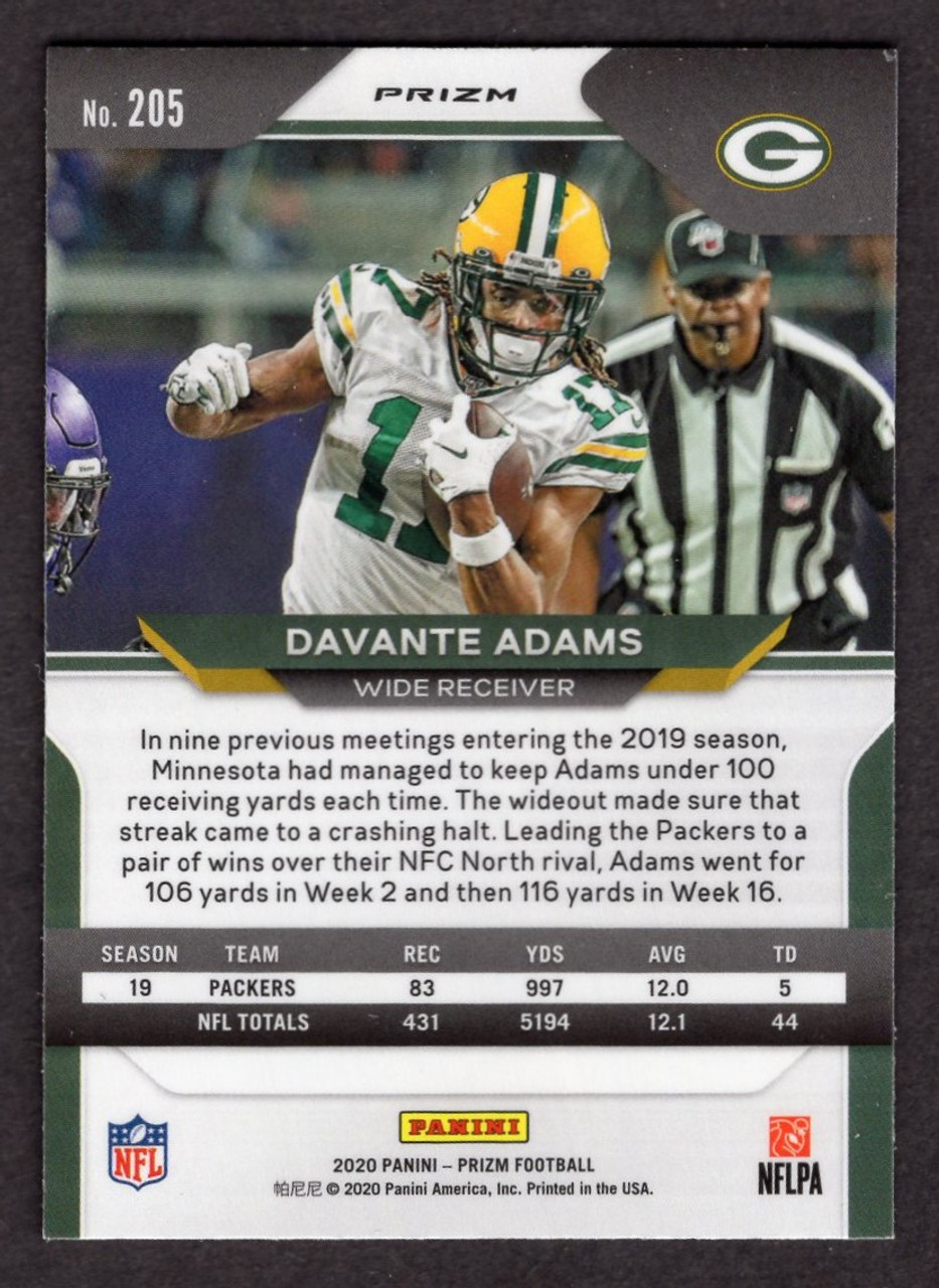 2020 Panini Prizm #205 Davante Adams Orange Disco Prizm