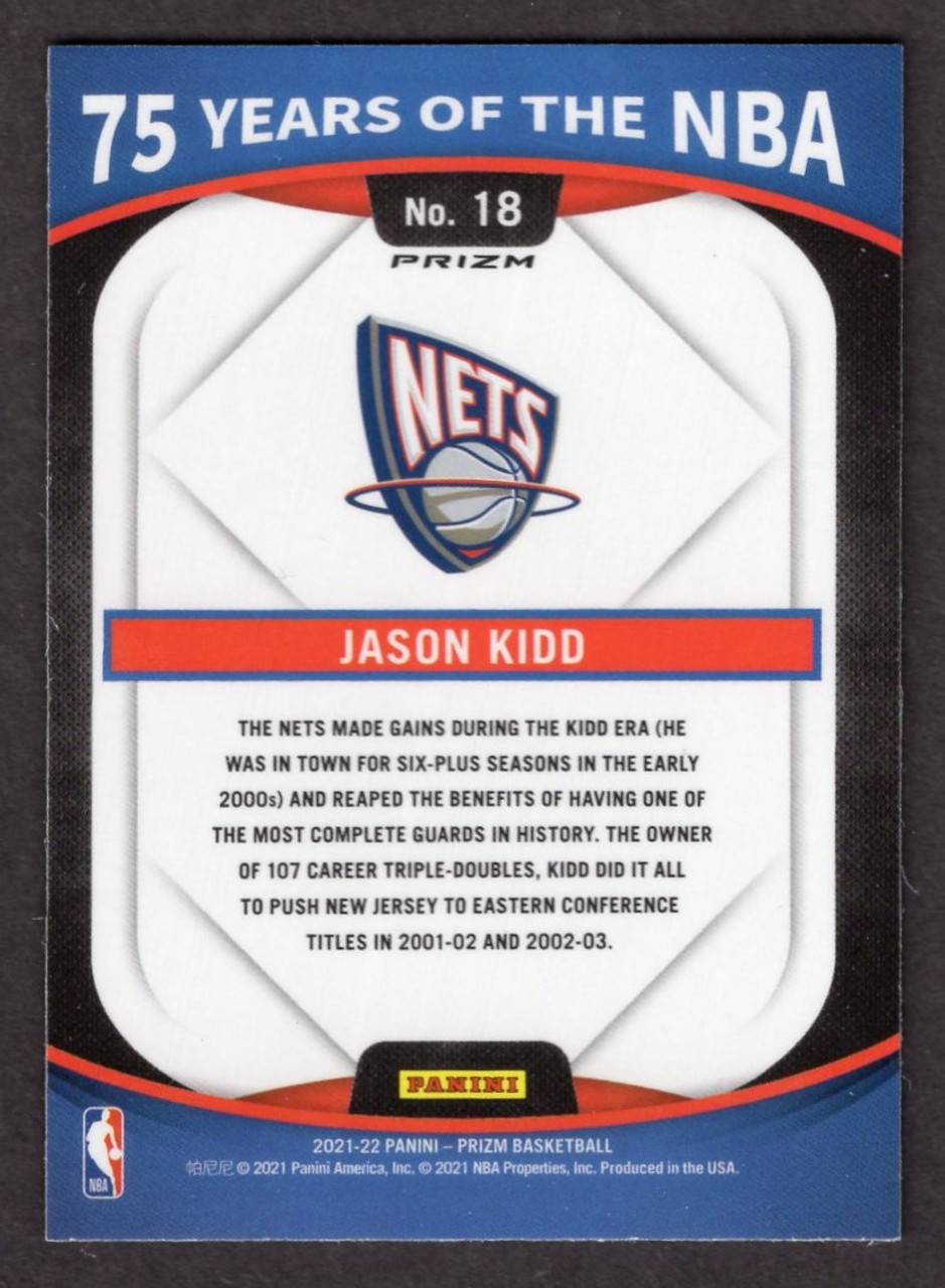 2021/22 Panini Prizm #18 Jason Kidd 75 Years Of The NBA Silver Prizm