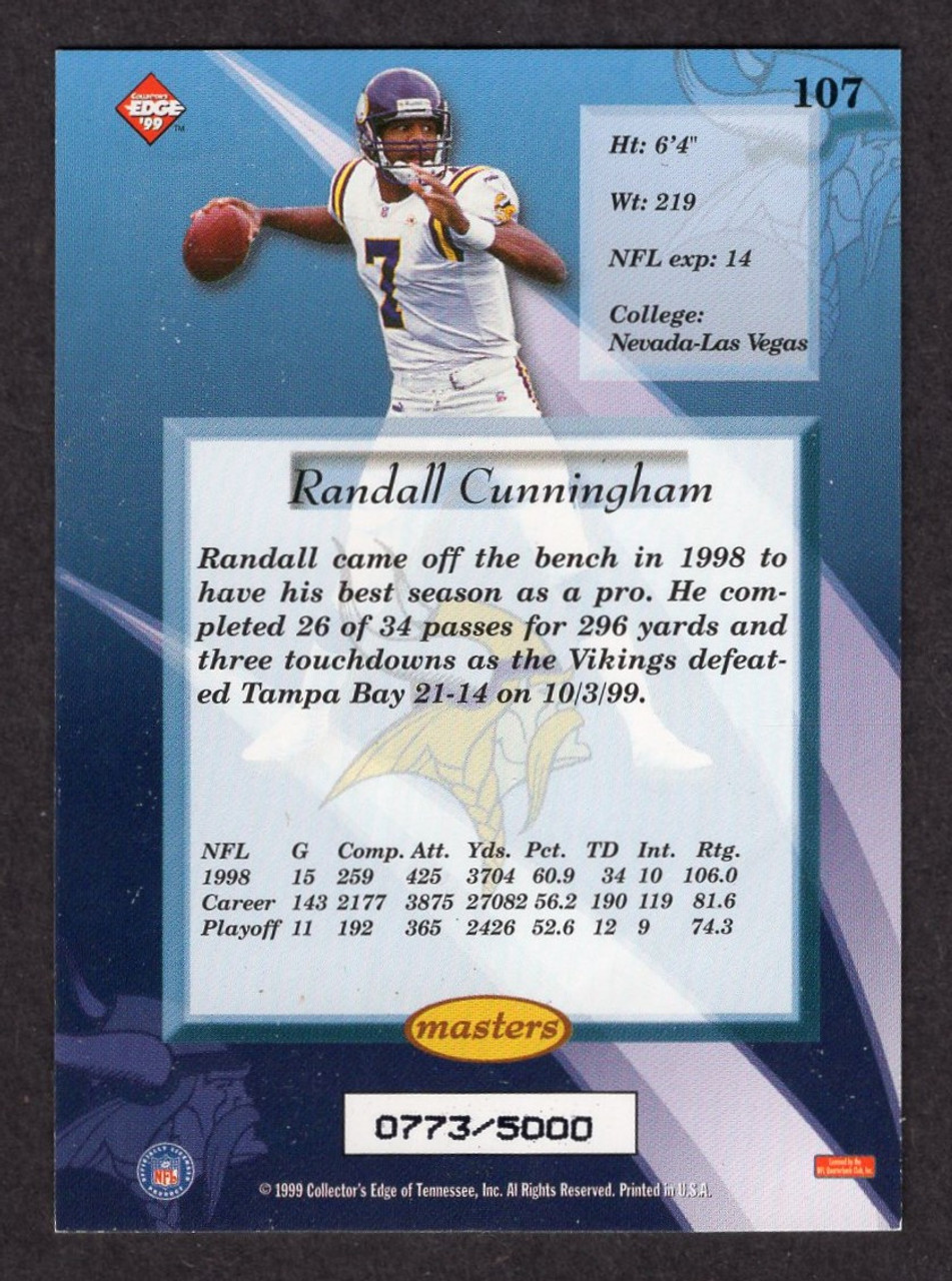 1999 Collector's Edge Masters #107 Randall Cunningham 0773/5000
