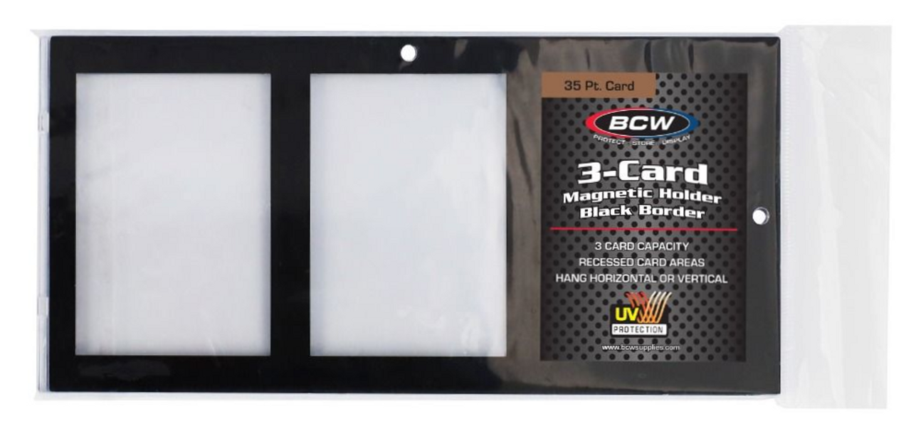 BCW Magnetic 3-Card Holder 35pt Black Border / Box of 20